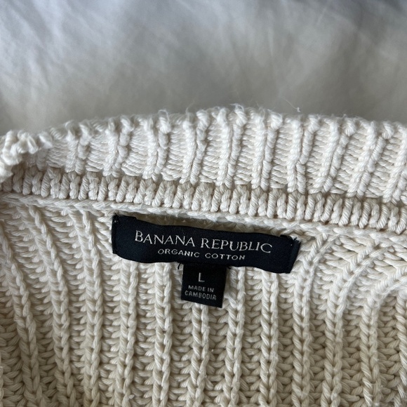 Banana Republic 100% Organic Cotton Chunky Knit Oversized Boxy Sweater Large - Picture 4 of 16